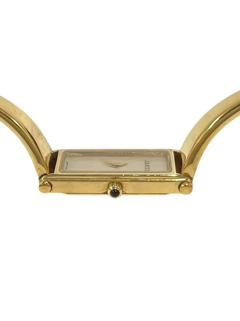 Gucci With Case Bangle Watch Quartz Wristwatch Gold Beige